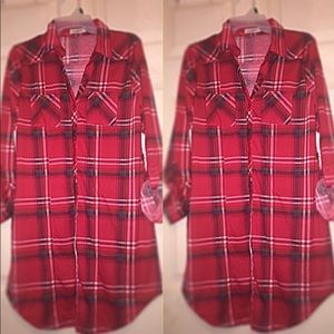 Passport Dress | Red Plaid LongLine Shirt Dress